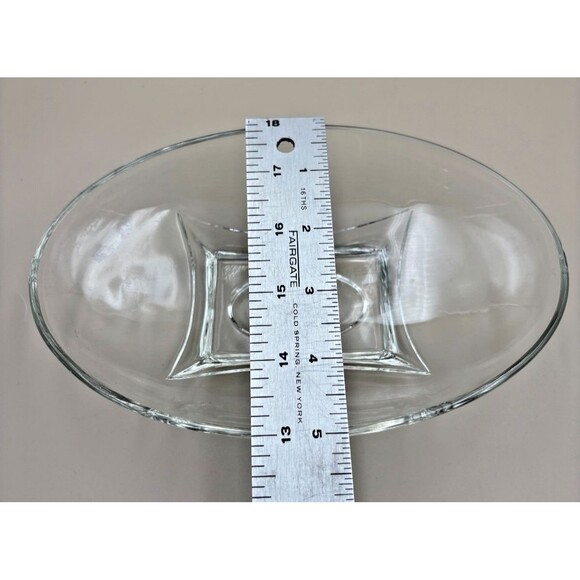 Vintage Hazel Atlas Oval Clear Glass 8" x 5" Footed Serving Dish Bowl 1960s - Picture 4 of 5